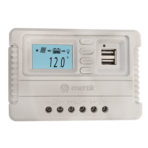 Regulador de Carga Solar PWM con USB y Display 20A - Modelo: CP-20-12/24